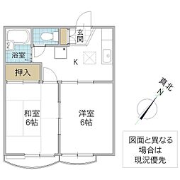エクセル南花崎 2Kの間取図画像
