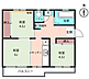 間取り：45.43m2、3DKのミニマル住宅。