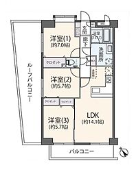 ダイアパレス向ヶ丘遊園 3LDKの間取図画像