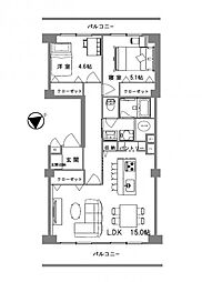 プライムむさしの台 2LDKの間取図画像