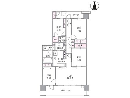 4LDK、専有面積95.05m2、南向け