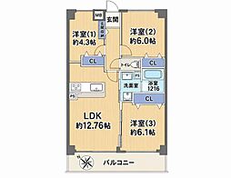 NICガーデンハイム相模大野 3LDKの間取図画像