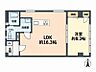 間取り：1LDK、専有面積52.33m2、東向け