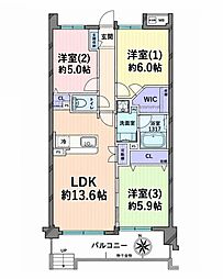 向ケ丘遊園南ガーデンハウス 3LDKの間取図画像