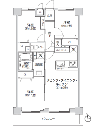 3LDK、専有...