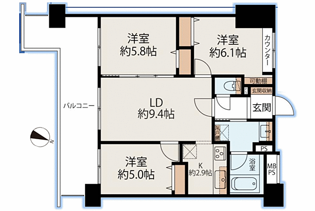 間取り フルリノベ済　ライオンズガーデン町田駅南 11階/-