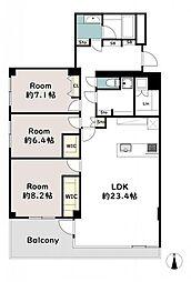 中落合シティハウス 3LDKの間取図画像