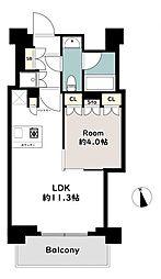 クレヴィア南麻布 1LDKの間取図画像
