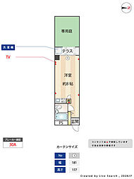 スカイコート市ヶ谷 ワンルームの間取図画像