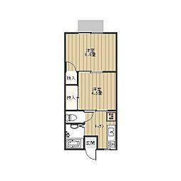 新井グリーンハイツ 2Kの間取図画像