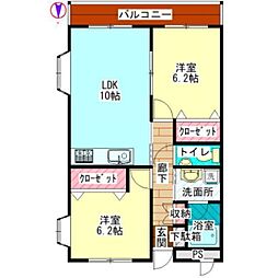 古徑ガーデン 2LDKの間取図画像