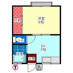 ビレッジ馬込 1DKの間取図画像