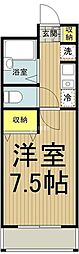 JR中央線 国分寺駅 徒歩17分の賃貸マンション 2階1Kの間取り