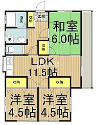 JR中央線 立川駅 徒歩7分の賃貸アパート 3階3LDKの間取り