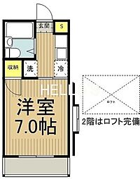 JR中央線 豊田駅 徒歩16分の賃貸アパート 2階1Kの間取り