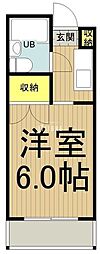 多摩都市モノレール 立飛駅 徒歩9分の賃貸マンション 2階1Kの間取り