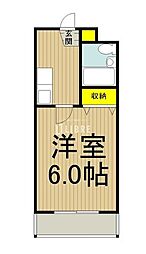 西武多摩湖線 国分寺駅 徒歩15分の賃貸マンション 1階1Kの間取り