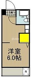 JR中央線 日野駅 徒歩12分の賃貸マンション 2階1Kの間取り