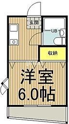 JR中央線 立川駅 徒歩14分の賃貸マンション 1階1Kの間取り
