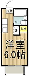 JR青梅線 西立川駅 徒歩22分の賃貸マンション 2階1Kの間取り