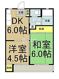 多摩都市モノレール 甲州街道駅 徒歩4分の賃貸アパート 2階2DKの間取り