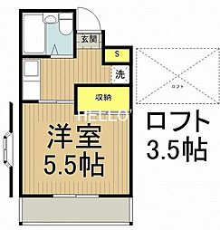 多摩都市モノレール 玉川上水駅 徒歩5分の賃貸アパート 2階1Kの間取り