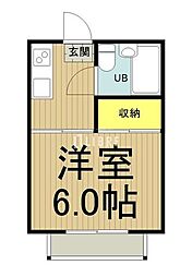 JR中央線 国立駅 徒歩7分の賃貸アパート 2階1Kの間取り