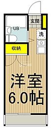 JR中央線 立川駅 徒歩23分の賃貸アパート 2階ワンルームの間取り