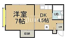 JR中央線 国分寺駅 徒歩18分の賃貸アパート 1階1DKの間取り