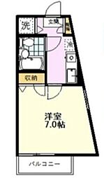 JR中央線 国分寺駅 徒歩8分の賃貸マンション 2階1Kの間取り