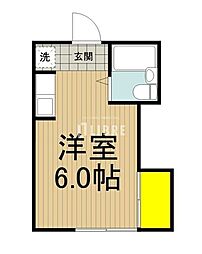 JR中央線 日野駅 徒歩11分の賃貸アパート 1階ワンルームの間取り