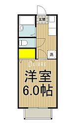 ハイム田原 2階1Kの間取り
