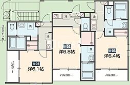 JR青梅線 拝島駅 徒歩15分の賃貸アパート 1階1Kの間取り