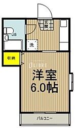JR中央線 国分寺駅 徒歩16分の賃貸アパート 2階1Kの間取り