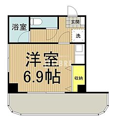 弥生壱番館 1Kの間取図画像