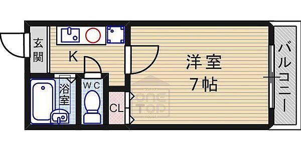 大阪府茨木市末広町(賃貸マンション1R・4階・20.00㎡)の写真 その2