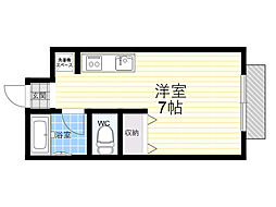 大住マンション 1Kの間取図画像