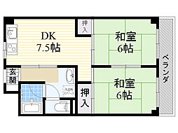 北邑ビル 2DKの間取図画像