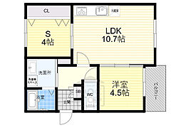 REGALO吹田 1階2LDKの間取り