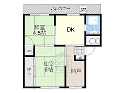 鳥飼マンション 2DKの間取図画像