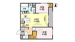 めぞん西田中 1階2LDKの間取り