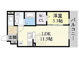 リブリ・昭和園 3階1LDKの間取り