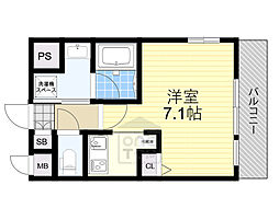 アーバンウェル茨木 10階ワンルームの間取り