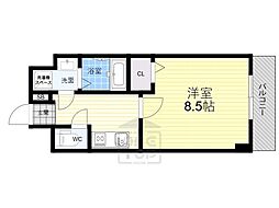 ビエラコート岸部中 1Kの間取図画像