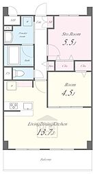 アルカコーバ 2LDKの間取図画像
