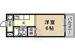 ゼンコウコーポラス3号棟 1Kの間取図画像