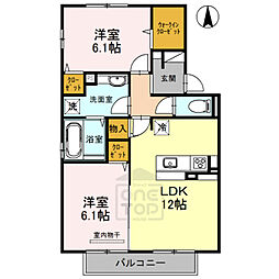 セジュール主原 2LDKの間取図画像