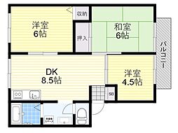サンビレッヂ新和B 3DKの間取図画像