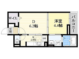 グランシャリオ・2 1DKの間取図画像