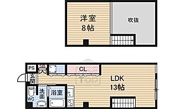 ヴェローノ茨木 1LDKの間取図画像
